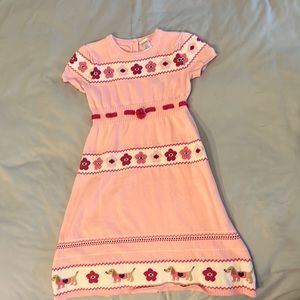 Gymboree Sweater Dress with Dogs & Flowers Pink Size 8
